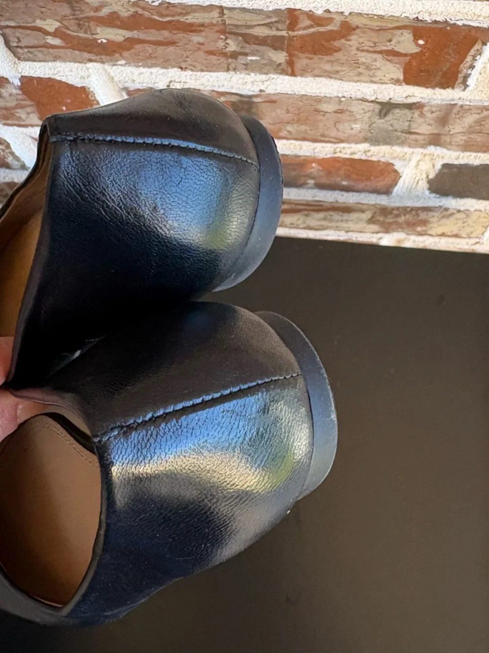 Tory Burch Lowell 2 Black Leather Ballet Flats Logo Size 8 - Picture 8 of 12